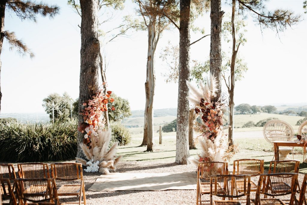 Wedding set up with flower alter / Byron Bay